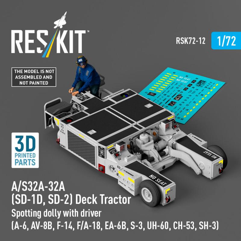 A/S32A-32A (SD-1D, SD-2) Deck Tractor Spotting dolly with driver (A-6, AV-8B, F-14, F/A-18, EA-6B, S-3, UH-60, CH-53, SH-3) (3D Printed model kit) von ResKit Models