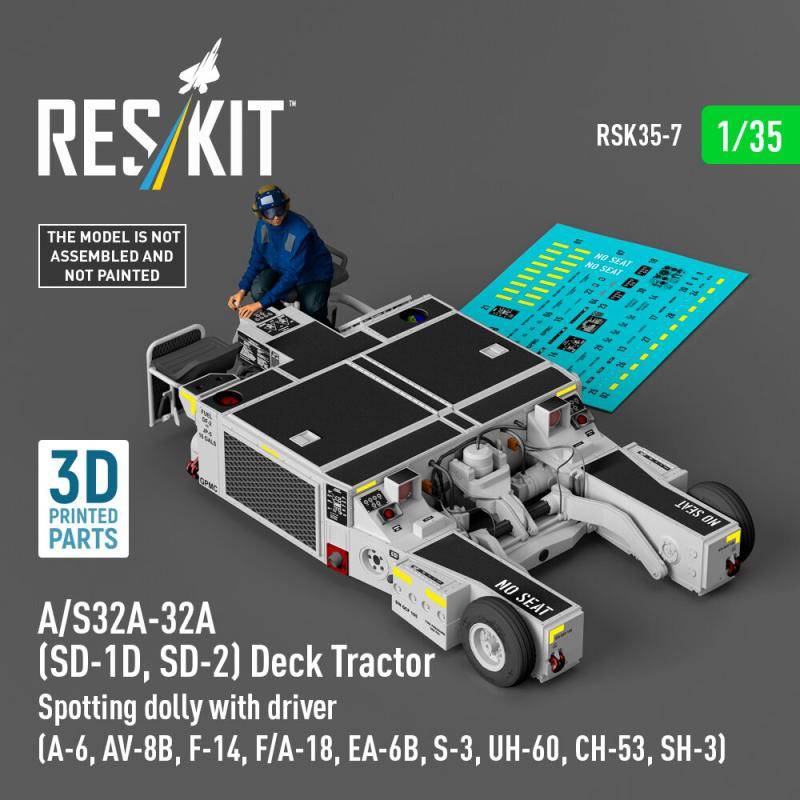 A/S32A-32A (SD-1D, SD-2) Deck Tractor Spotting dolly with driver (UH-60, CH-53, SH-3) (3D Printed model kit) von ResKit Models