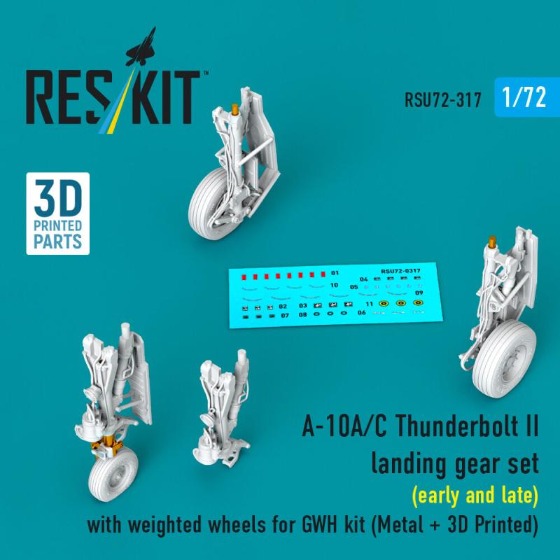A-10A/C Thunderbolt II - Landing gear set (early and late) with weighted wheels Metal + 3D Printed) [GWH] von ResKit Models