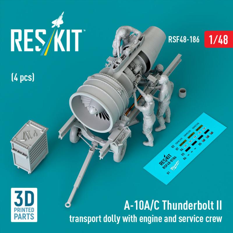 A-10A/C Thunderbolt II - Transport dolly with engine and service crew (4 pcs) (3D Printed) von ResKit Models