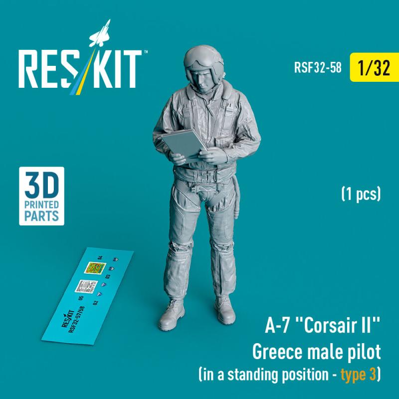 A-7 Corsair II Greece - Male pilot (in a standing position - type 3) (1 pcs) (3D Printed) von ResKit Models