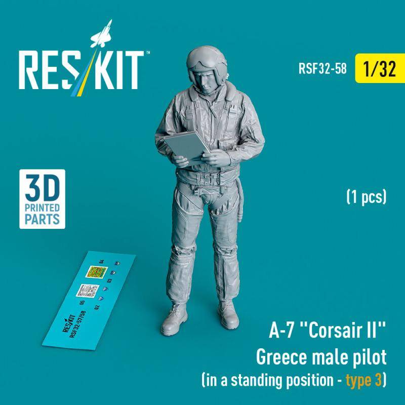 A-7 Corsair II Greece - Male pilot (in a standing position - type 3) (1 pcs) (3D Printed) von ResKit Models
