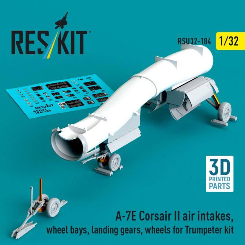 A-7E Corsair II air intakes, wheel bays, landing gears, wheels for Trumpeter kit (3D Printed) von ResKit Models