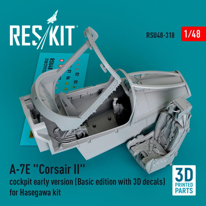A-7E Corsair II cockpit early version (Basic edition with 3D decals) for Hasegawa kit (3D Printed) von ResKit Models