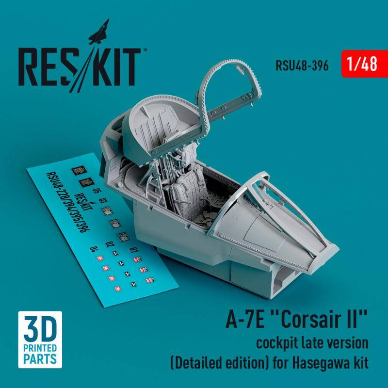 A-7E Corsair II cockpit late version (Detailed edition) for Hasegawa kit (3D Printed) von ResKit Models