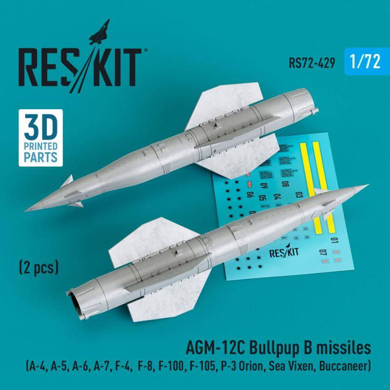 AGM-12C Bullpup B missiles (2 pcs) (A-4, A-5, A-6, A-7, F-4, F-8, F-100, F-105, P-3 Orion, Sea Vixen, Buccaneer) (3D Printed) von ResKit Models
