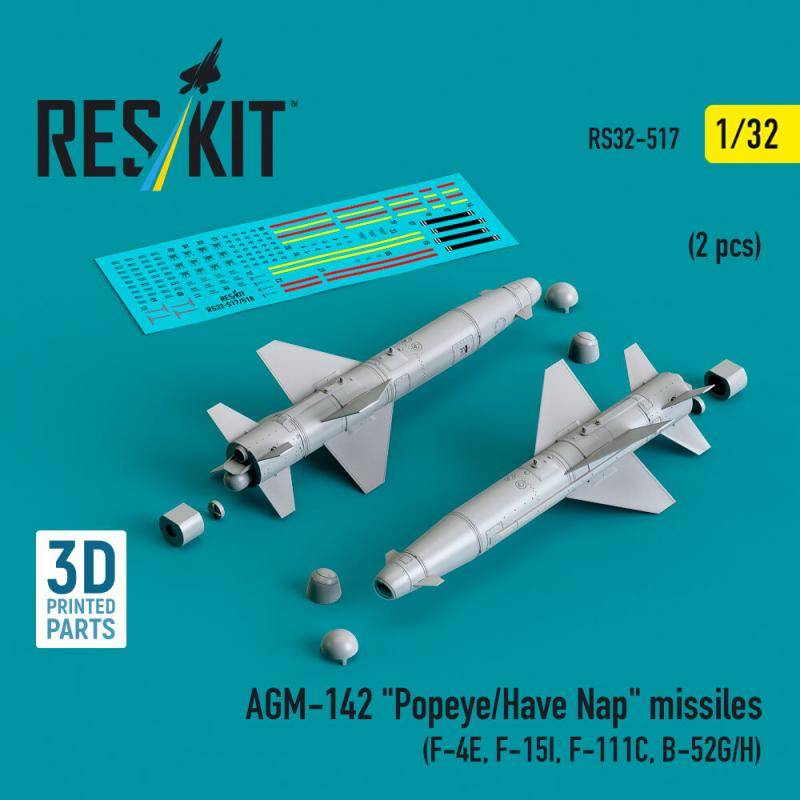 AGM-142 Popeye/Have Nap missiles (2 pcs) (F-4E, F-15I, F-111C, B-52G/H) (3D Printed) von ResKit Models