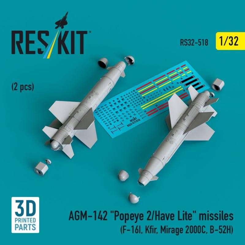AGM-142 Popeye 2/Have Lite missiles (2 pcs) (F-16I, Kfir, Mirage 2000C, B-52H) (3D Printed) von ResKit Models