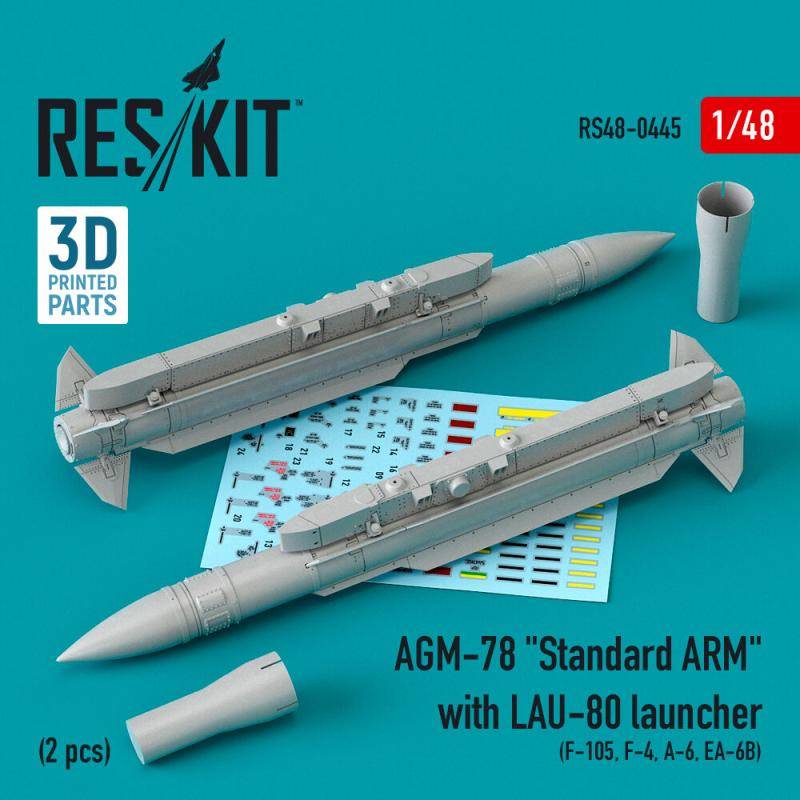 AGM-78 Standard ARM with LAU-80 launcher (2 pcs) (F-105,F-4,A-6,EA-6B) (3D Printed) von ResKit Models