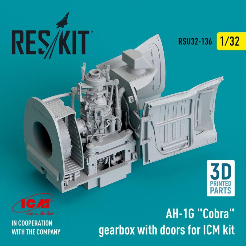 AH-1G Cobra gearbox with doors for ICM kit (3D Printed) von ResKit Models