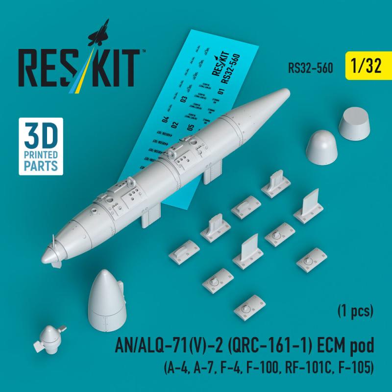 AN/ALQ-71(V)-2 (QRC-161-1) ECM pod (1pcs) (A-4, A-7, F-4, F-100, RF-101C, F-105) (3D Printed) von ResKit Models