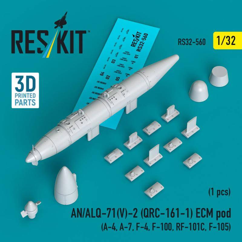 AN/ALQ-71(V)-2 (QRC-161-1) ECM pod (1pcs) (A-4, A-7, F-4, F-100, RF-101C, F-105) (3D Printed) von ResKit Models