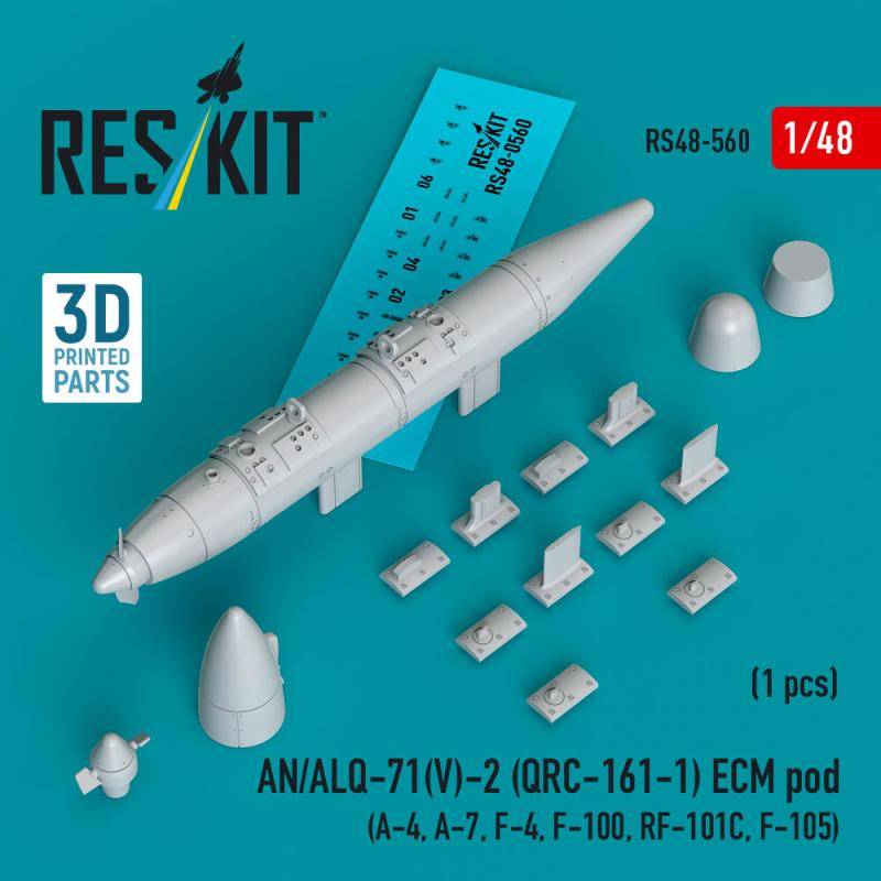 AN/ALQ-71(V)-2 (QRC-161-1) ECM pod (1pcs) (A-4, A-7, F-4, F-100, RF-101C, F-105) (3D Printed) von ResKit Models