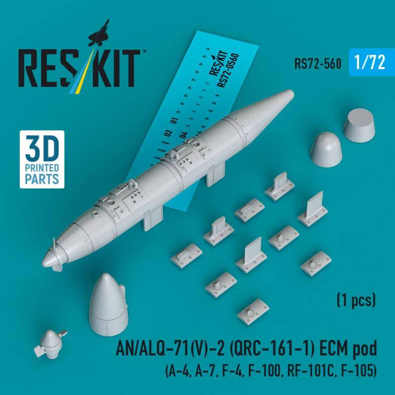 AN/ALQ-71(V)-2 (QRC-161-1) ECM pod (1pcs) (A-4, A-7, F-4, F-100, RF-101C, F-105) (3D Printed) von ResKit Models