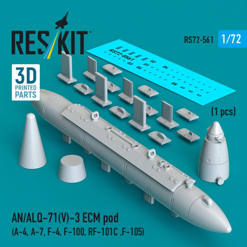 AN/ALQ-71(V)-3 ECM pod (1pcs) (A-4, A-7, F-4, F-100, RF-101C ,F-105) (3D Printed) von ResKit Models