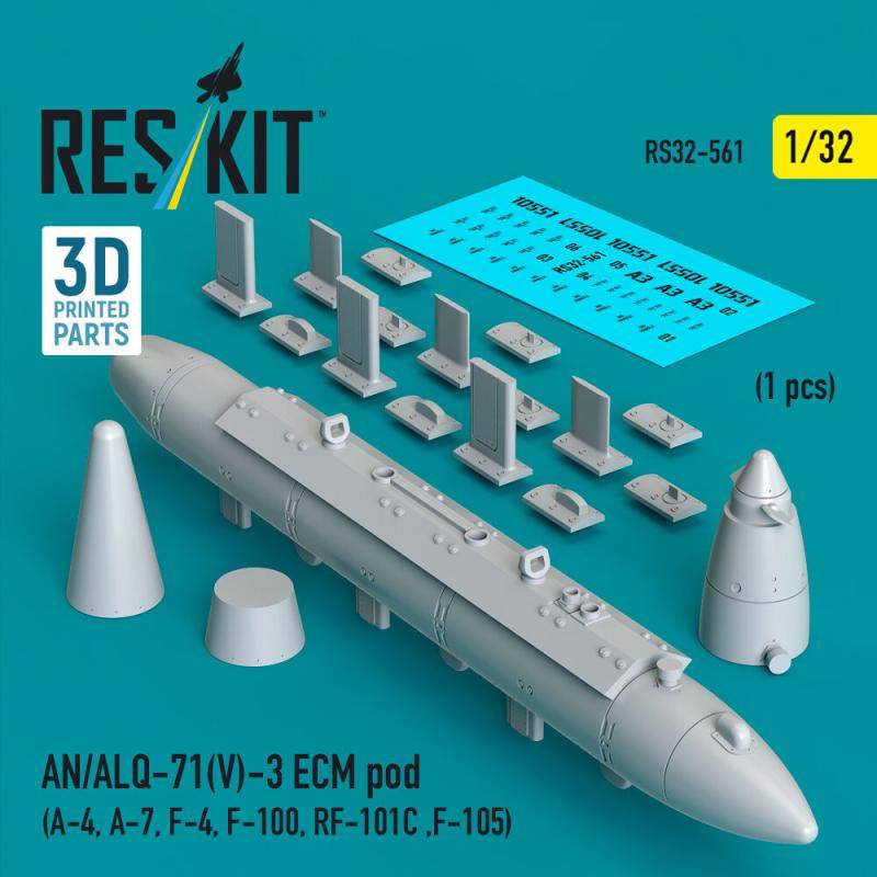 AN/ALQ-71(V)-3 ECM pod (A-4, A-7, F-4, F-100, RF-101C, F-105) (1pcs) (3D Printed) von ResKit Models