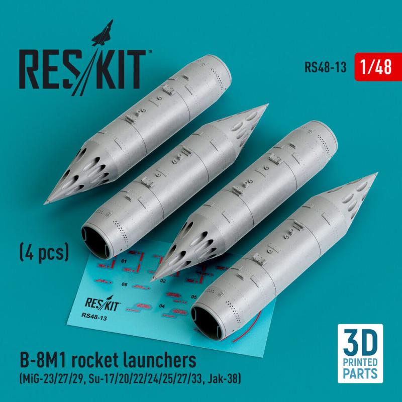 B-8M1 rocket launchers (4 pcs) (MiG-23/27/29, Su-17/20/22/24/25/27/33, Jak-38) (3D Printed) von ResKit Models
