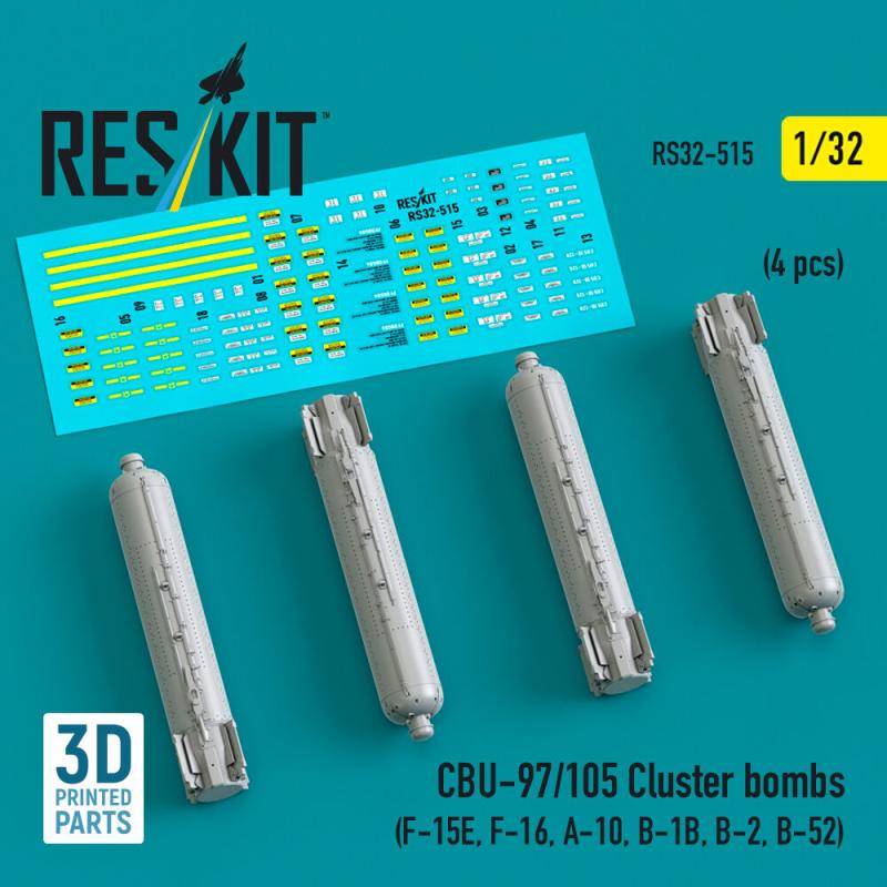 CBU-97/105 cluster bombs (4 pcs) (F-15E, F-16, A-10, B-1B, B-2, B-52) (3D Printed) von ResKit Models