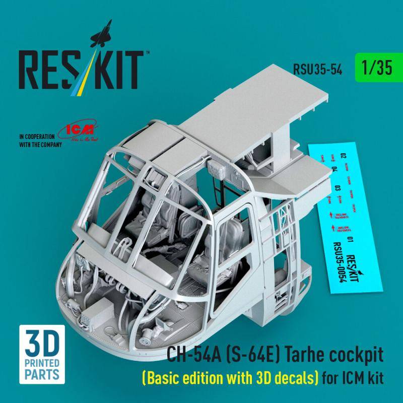 CH-54A (S-64E) Tarhe cockpit (Basic edition with 3D decals) for ICM kit (3D Printed) von ResKit Models