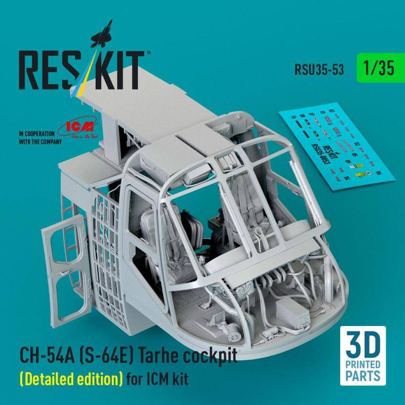 CH-54A (S-64E) Tarhe cockpit (Detailed edition) for ICM kit (3D Printed) von ResKit Models