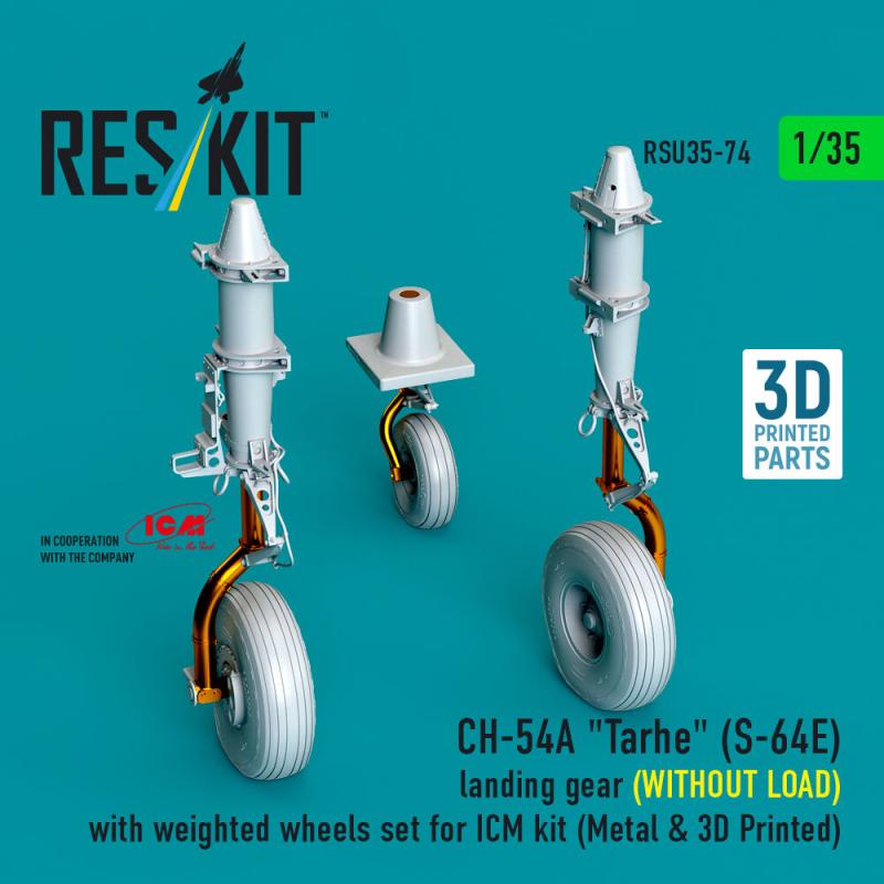 CH-54A Tarhe(S-64E) landing gear (WITHOUT LOAD) with weighted wheels set for ICM kit (Metal & 3D Printed) von ResKit Models