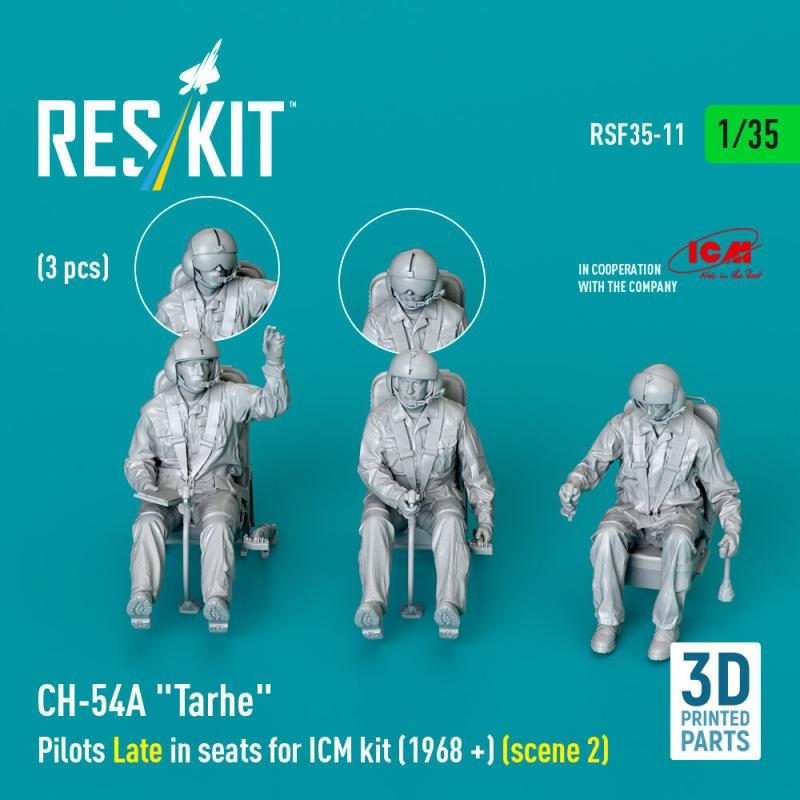 CH-54A Tarhe Pilots Late in seats for ICM kit (1968 +) (scene 2) (3 pcs) (3D Printed) von ResKit Models
