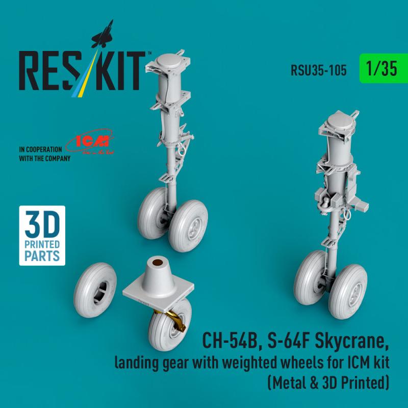 CH-54B, S-64F Skycrane - Llanding gear with weighted wheels (Metal & 3D Printed) [ICM] von ResKit Models