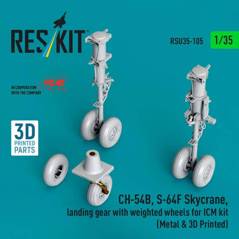 CH-54B, S-64F Skycrane - Llanding gear with weighted wheels (Metal & 3D Printed) [ICM] von ResKit Models