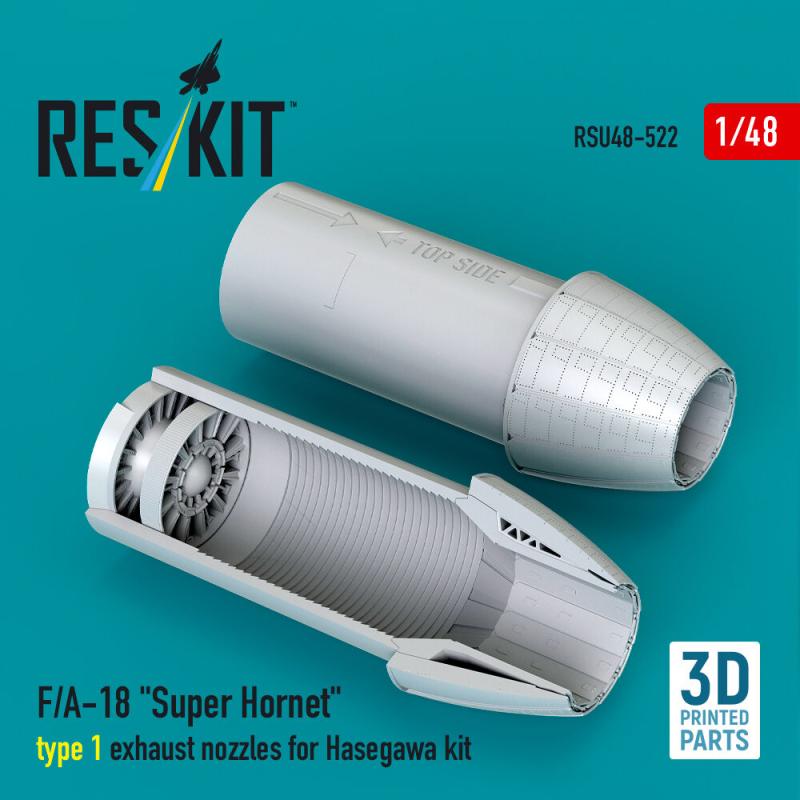 F/A-18 Super Hornet type 1 exhaust nozzles for Hasegawa kit (3D Printed) von ResKit Models