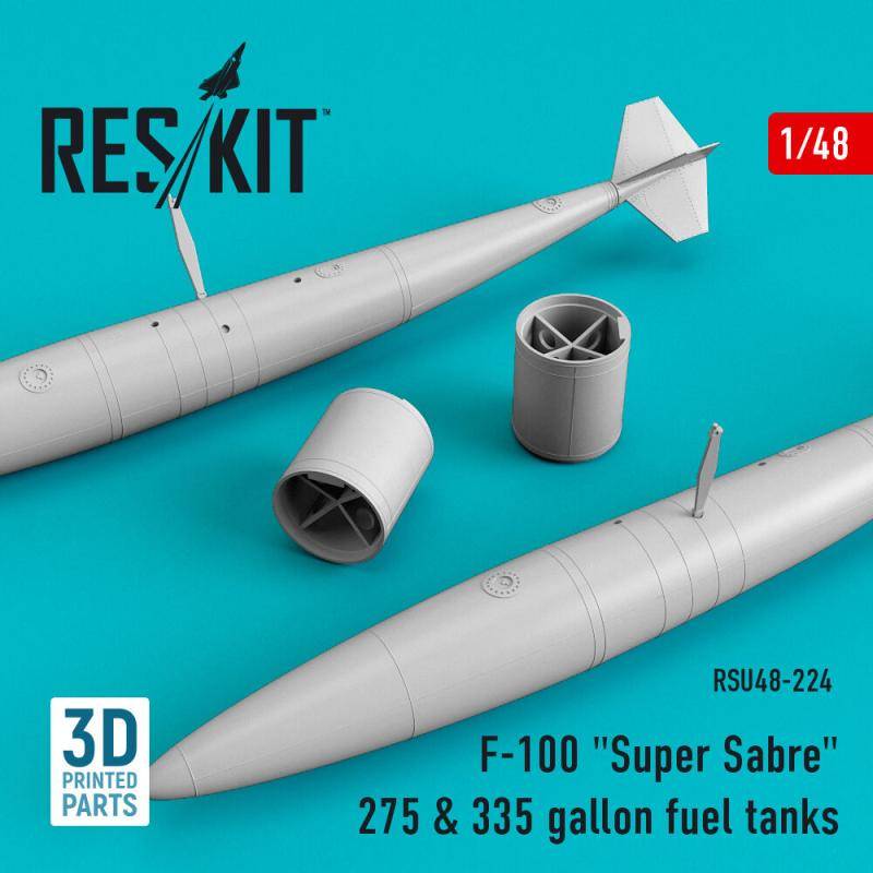 F-100 Super Sabre 275 & 335 gallon fuel tanks (3D Printed) von ResKit Models