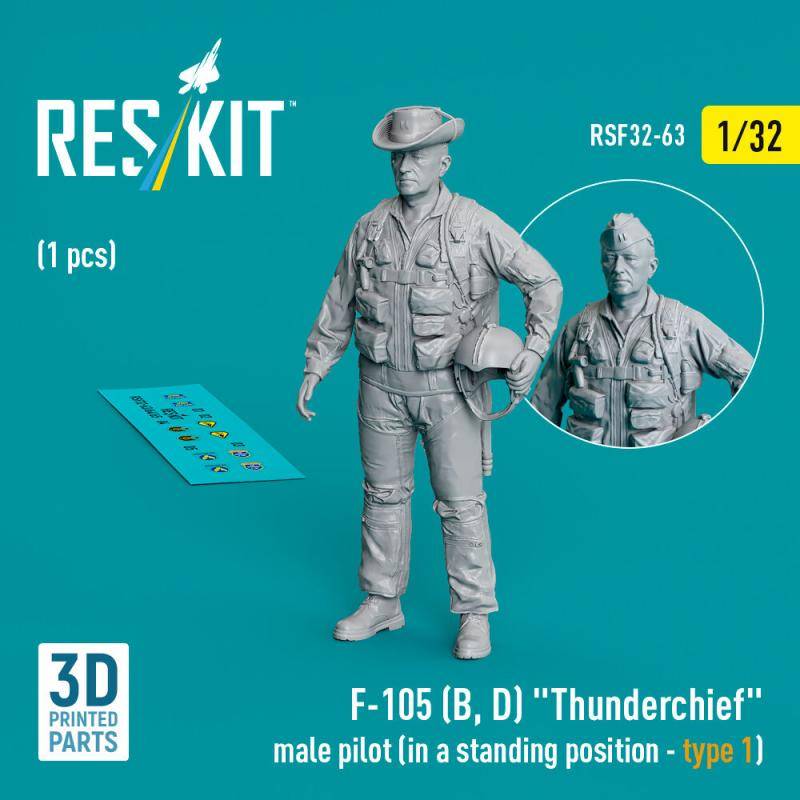 F-105 (D,F,G) Thunderchief - Male pilot (in a standing position - type 1) (1 pcs) (3D Printed) von ResKit Models