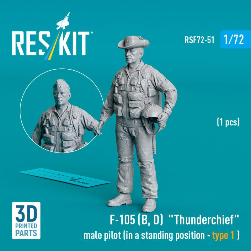 F-105 (D,F,G) Thunderchief - Male pilot (in a standing position - type 1) (1 pcs) (3D Printed) von ResKit Models