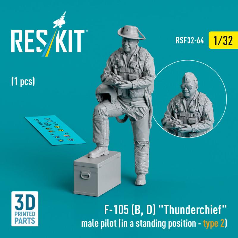 F-105 (D,F,G) Thunderchief - Male pilot (in a standing position - type 2) (1 pcs) (3D Printed) von ResKit Models