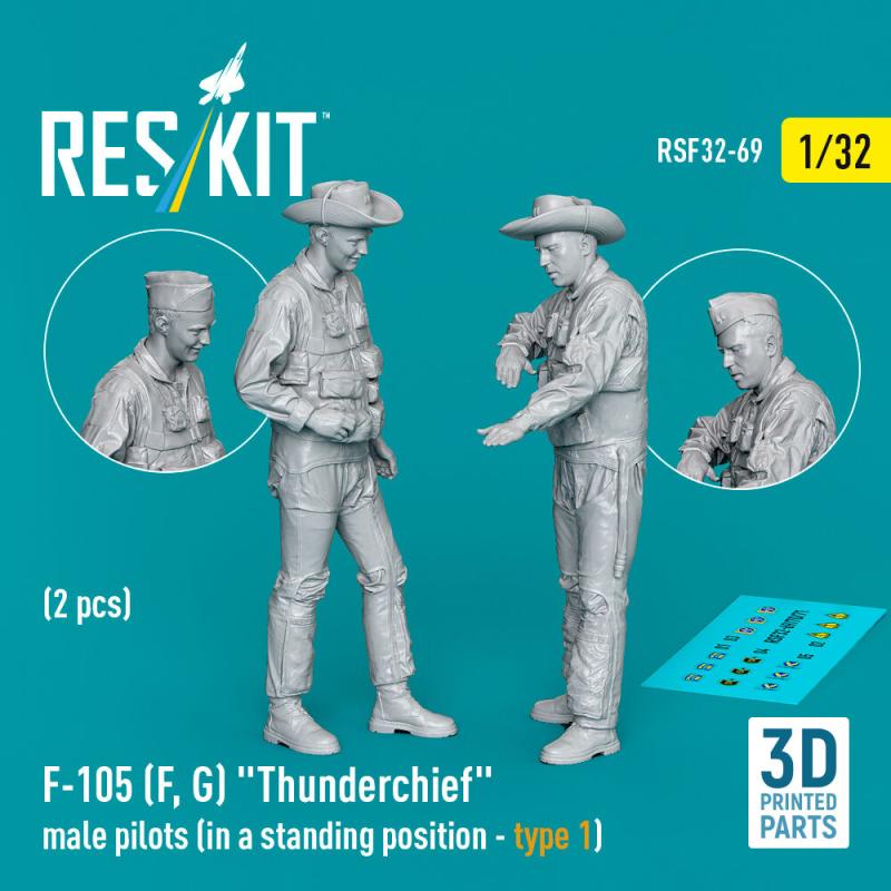F-105 (F, G) Thunderchief - Male pilots (in a standing position - type 1) (2 pcs) (3D Printed) von ResKit Models