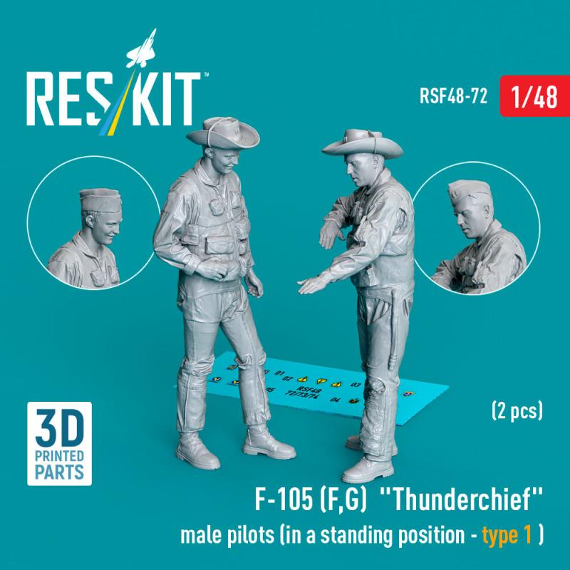 F-105 (F, G) Thunderchief male pilots (in a standing position - type 1) (2 pcs) (3D Printed) von ResKit Models