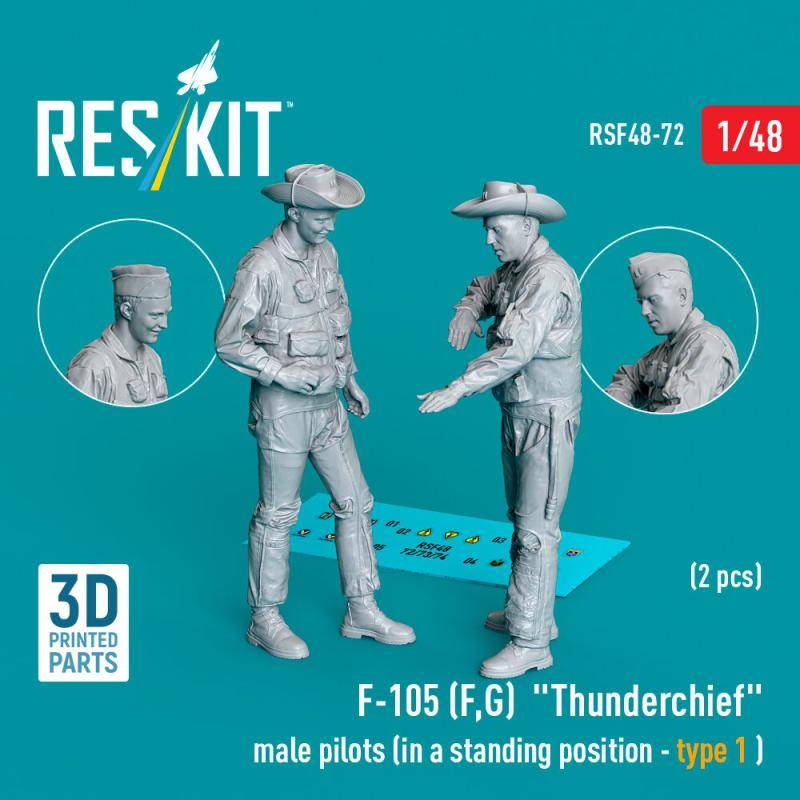 F-105 (F, G) Thunderchief male pilots (in a standing position - type 1) (2 pcs) (3D Printed) von ResKit Models