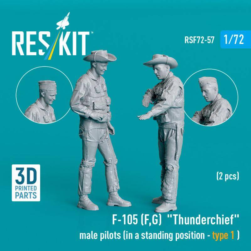 F-105 (F, G) Thunderchief - Male pilots (in a standing position - type 1 ) (2 pcs) (3D Printed) von ResKit Models