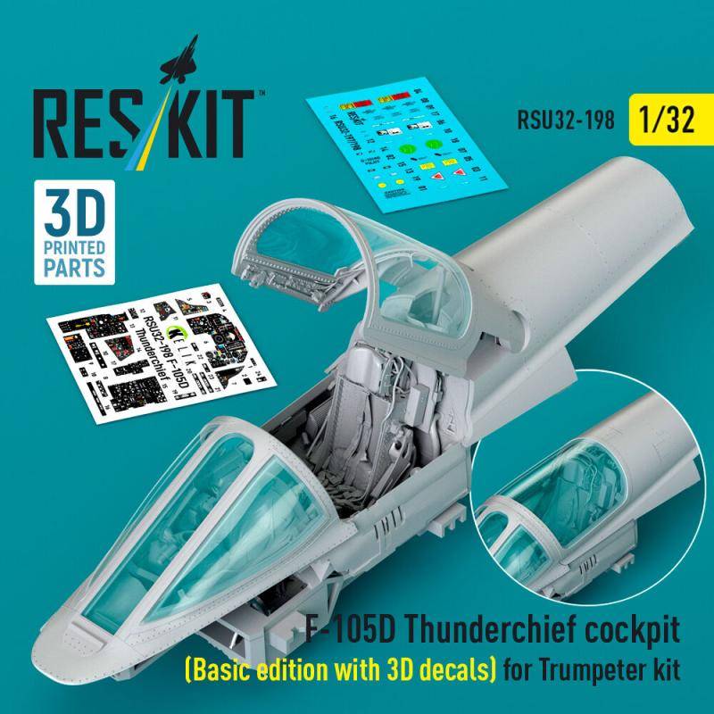 F-105D Thunderchief cockpit (Basic edition with 3D decals) for Trumpeter kit (3D Printed) von ResKit Models