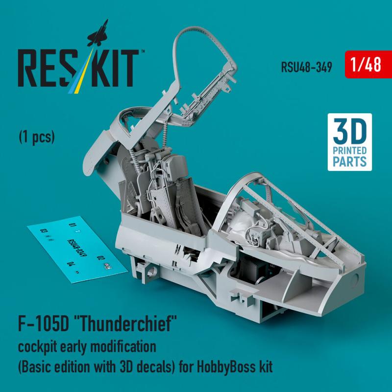 F-105D Thunderchief cockpit early modification (Basic edition with 3D decals) for HobbyBoss kit (3D Printed) von ResKit Models