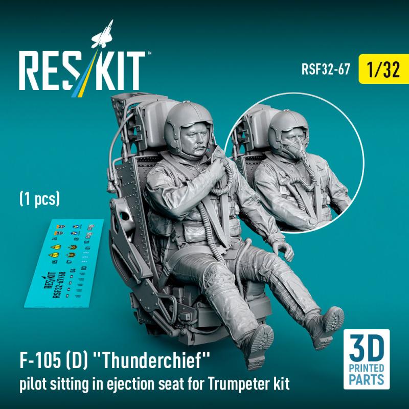 F-105D Thunderchief pilot sitting in ejection seat for Trumpeter kit (1 pcs) (3D Printed) von ResKit Models