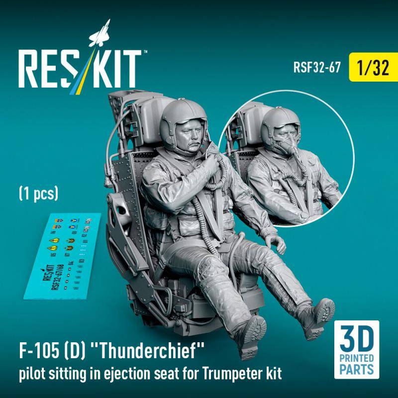F-105D Thunderchief pilot sitting in ejection seat for Trumpeter kit (1 pcs) (3D Printed) von ResKit Models