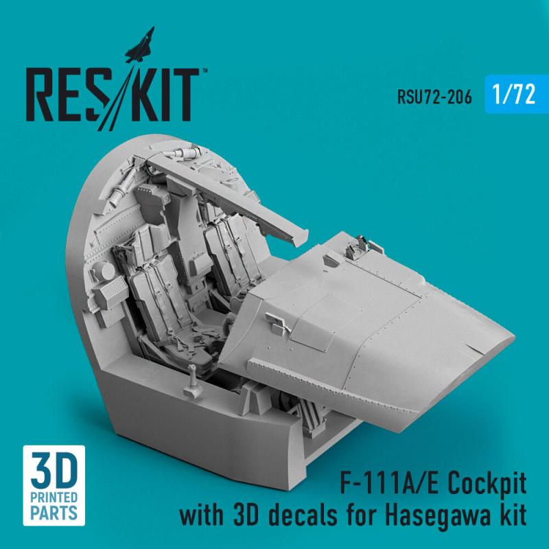 F-111A/E Cockpit with 3D decals for Hasegawa kit (3D Printed) von ResKit Models