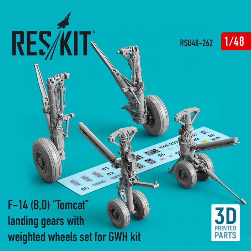 F-14 (A,B,D) Tomcat landing gears with weighted wheels set for GWH kit (Resin & 3D Printed) von ResKit Models
