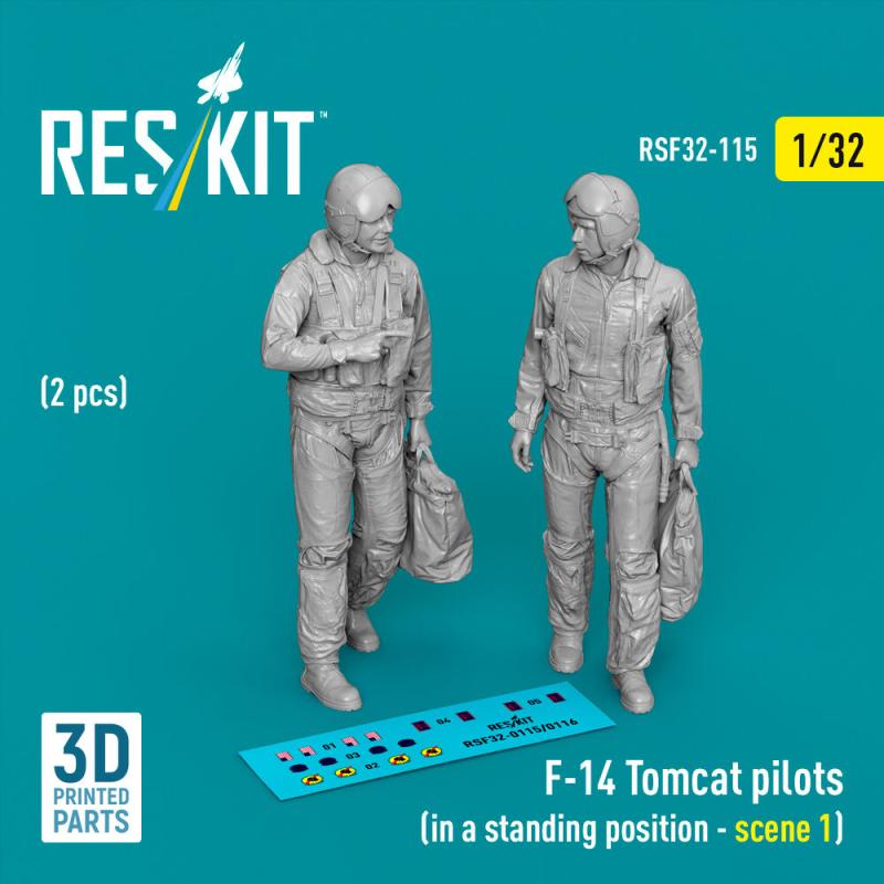 F-14 Tomcat - Pilots (in a standing position - scene 1) (2 pcs) (3D Printed) von ResKit Models
