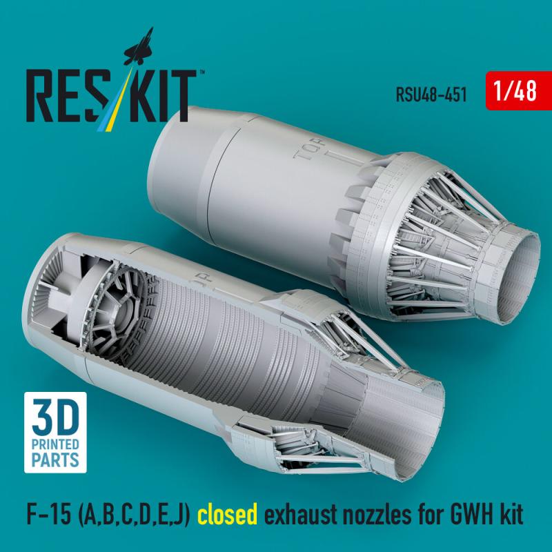 F-15 Eagle/Strike Eagle (A,B,C,D,E early,J) F100-PW-220 closed exhaust nozzles for GWH kit (3D Printed) von ResKit Models
