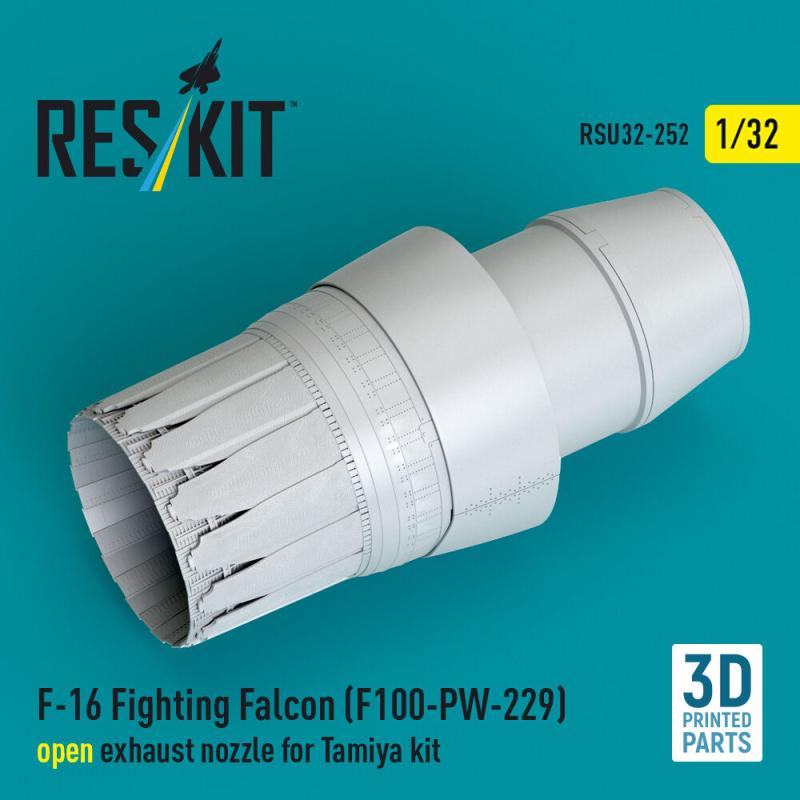 F-16 Fighting Falcon (F100-PW-229) open exhaust nozzle for Tamiya kit (3D Printed) von ResKit Models