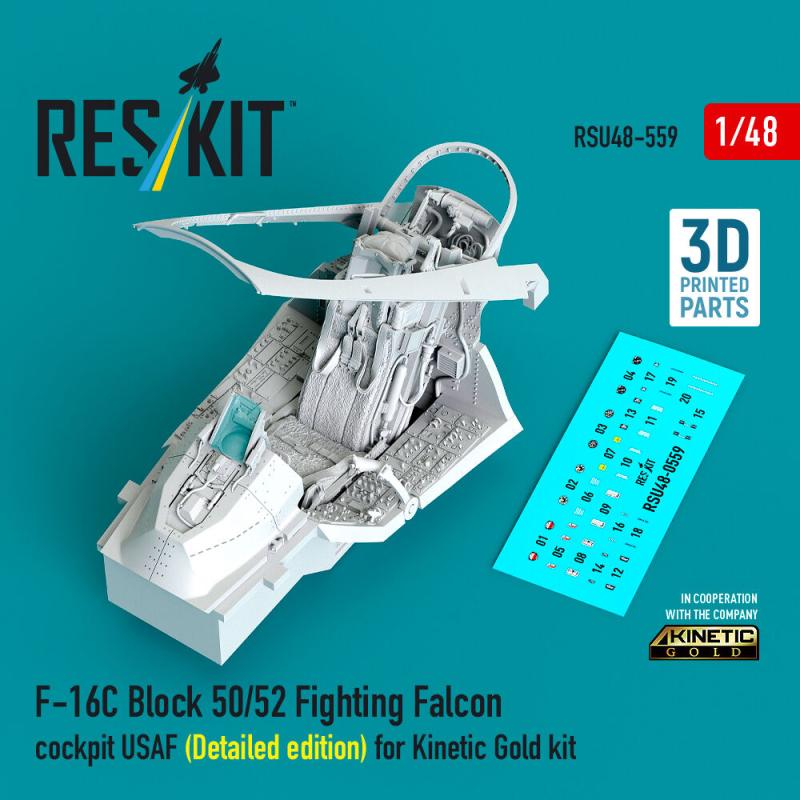 F-16C Block 50/52 Fighting Falcon - Cockpit USAF (Detailed edition) (3D Printed) [Kinetic] von ResKit Models