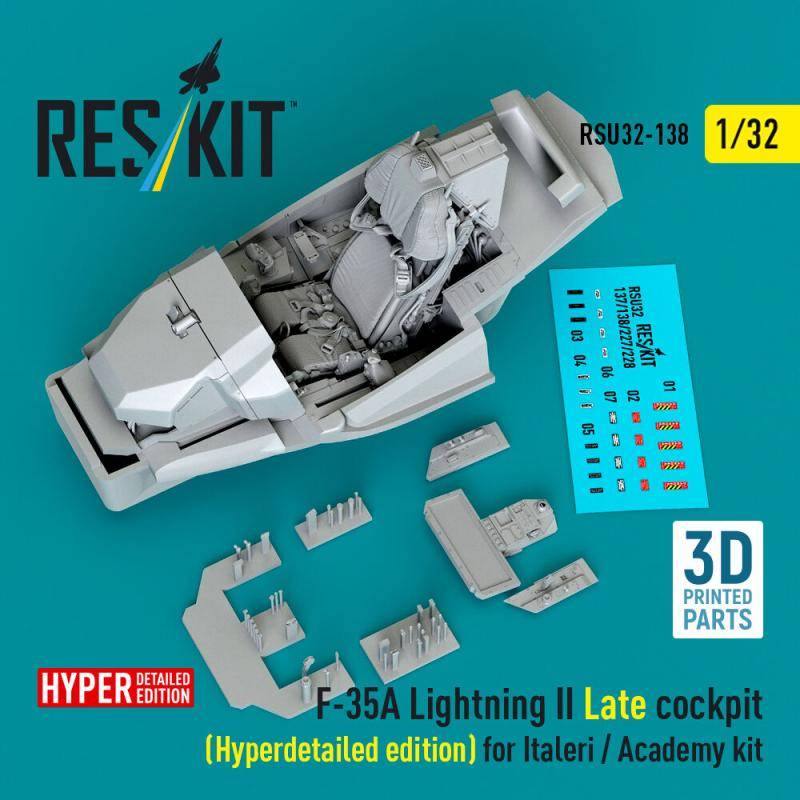 F-35A Lightning II Late cockpit (Hyperdetailed edition) for Italeri / Academy kit (3D Printed) von ResKit Models