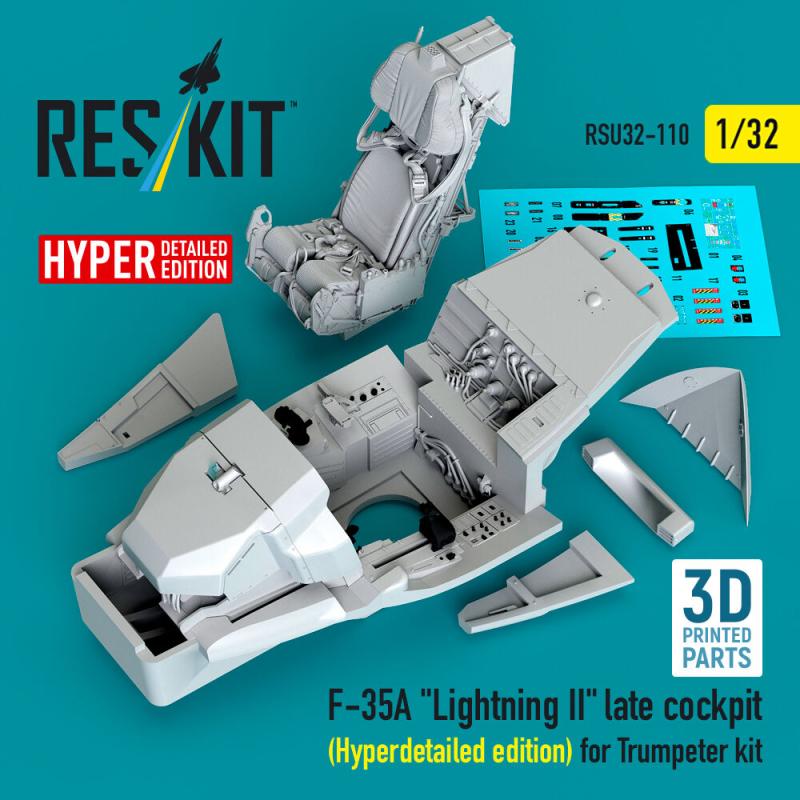 F-35A Lightning II late cockpit (Hyperdetailed edition) for Trumpeter kit (3D Printed) von ResKit Models