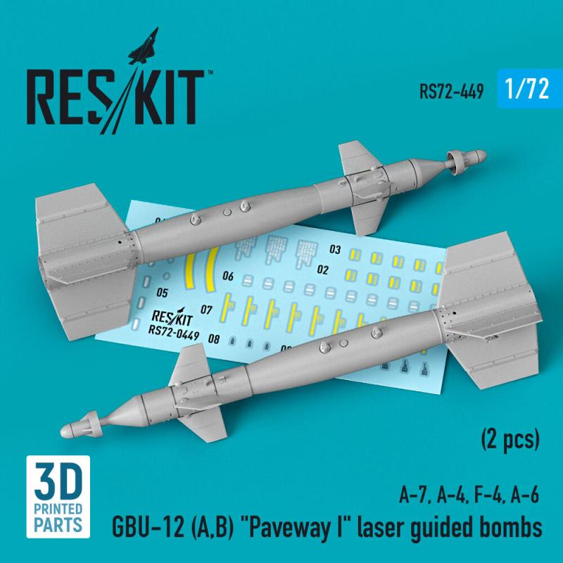 GBU-12 (A,B) Paveway I laser guided bombs (2 pcs) (A-7, A-4, F-4, A-6) (3D Printed) von ResKit Models